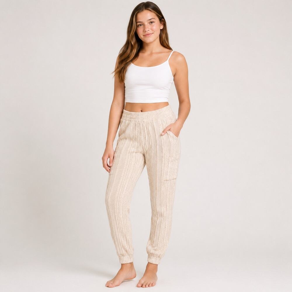 Art Class Womens Sweatpants Joggers Tapered Leg Stretchy Casual Beige Juniors XL